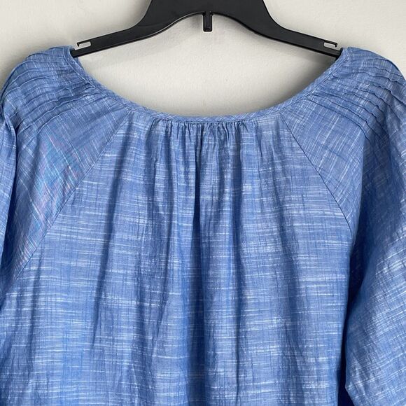 Talbots Tunic Embroidered Blouse Women's 2Xp Blue Cut Outs Tassels Boho India - Picture 14 of 15